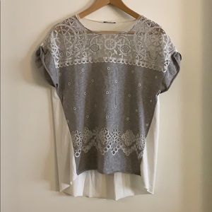 Zara Gray Lace T-shirt